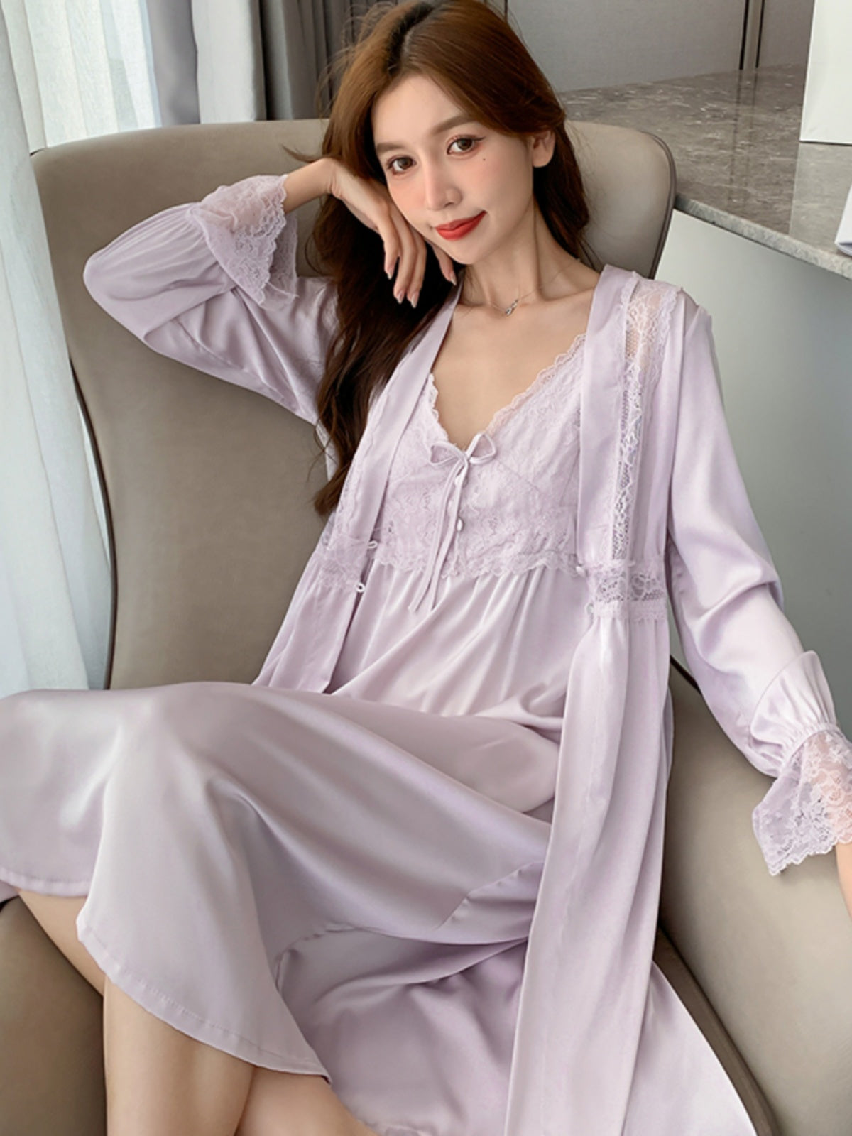 Red Pajamas for Women Spring and Summer Sexy Pure Desire With Breast Pad Wedding Suspender Nightgown Two-piece Set Ice Silk Long Style Women