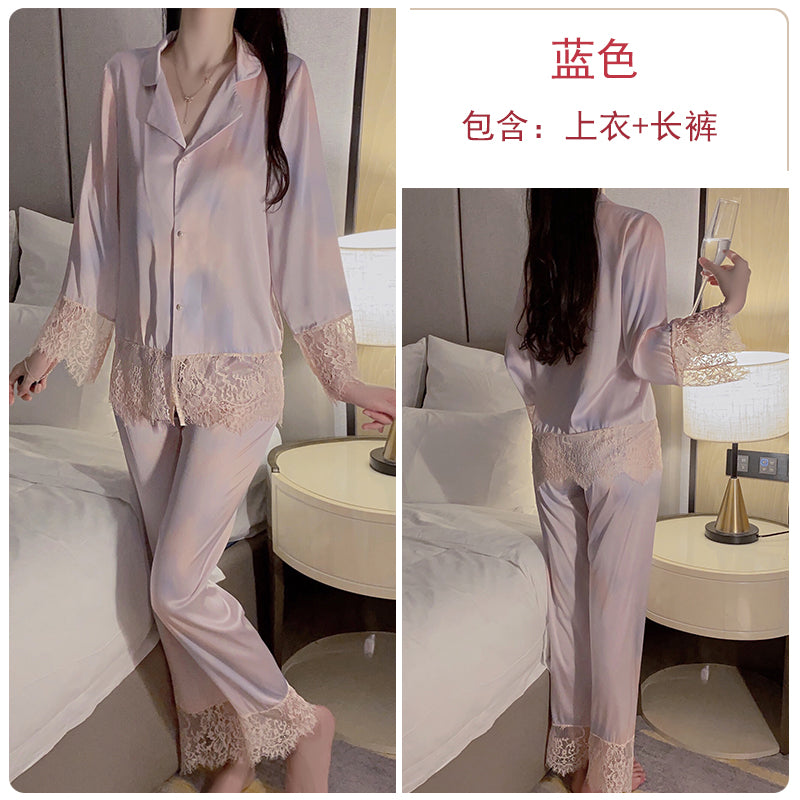 New Chinese style pajamas for women spring and autumn new sexy pure lust colorful tie-dye style long-sleeved tops and trousers home clothes