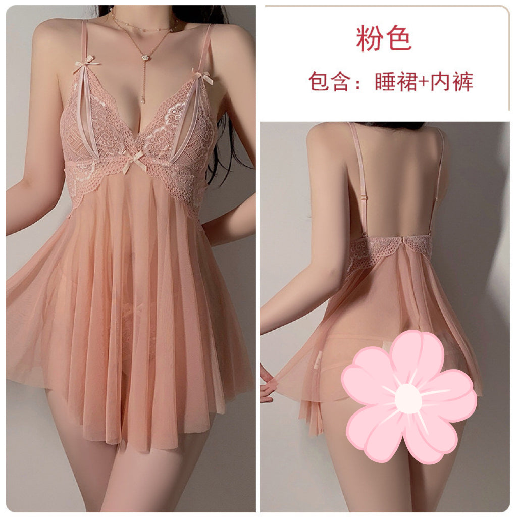 Sexy sexy pajamas for women, pure desire, hollow temptation, mesh, sexy lingerie, suspender nightgown, women's home wear set