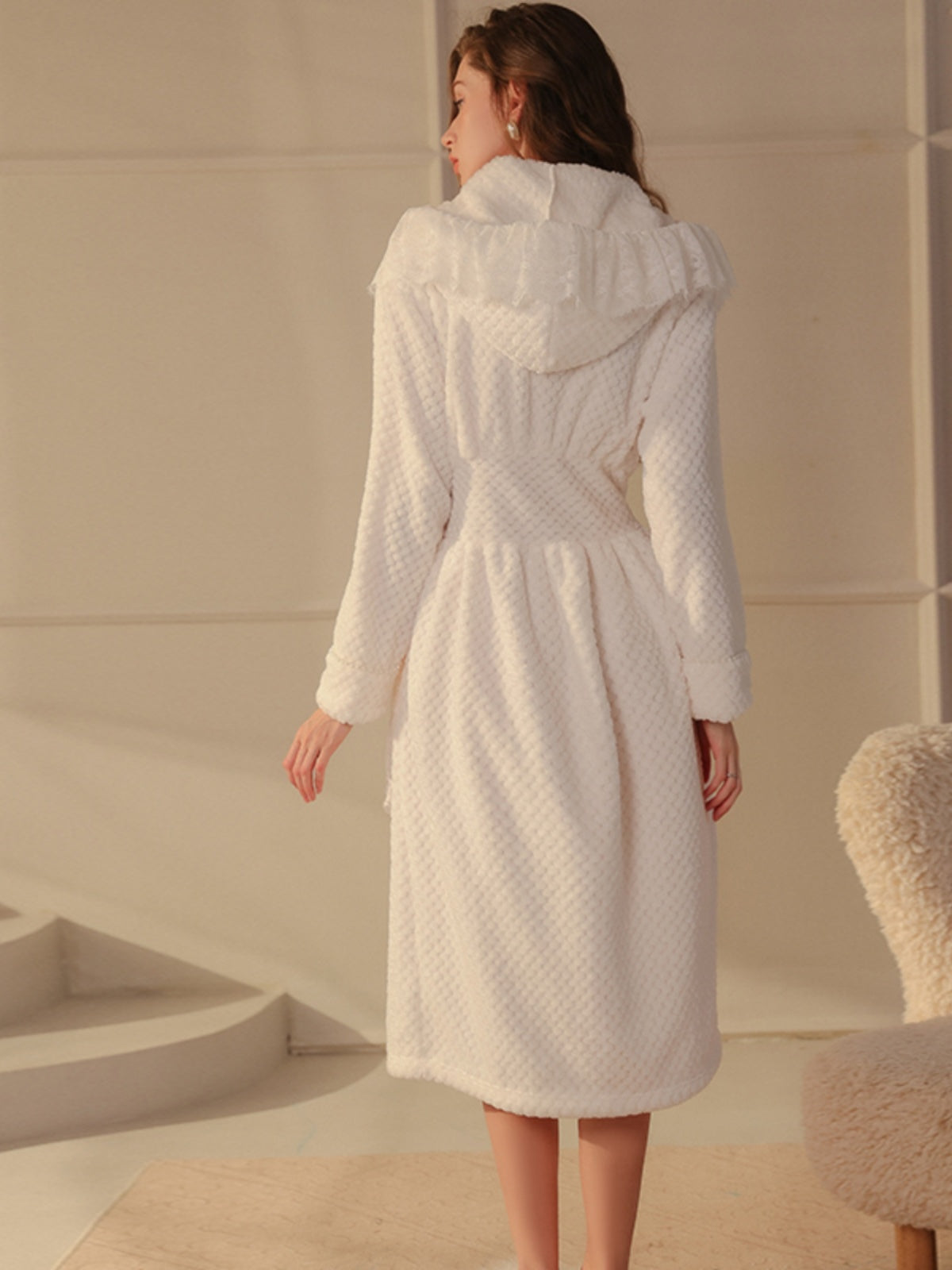 High-value autumn and winter new coral fleece morning robe pajamas for women pure desire princess style sweet nightgown home clothes suit