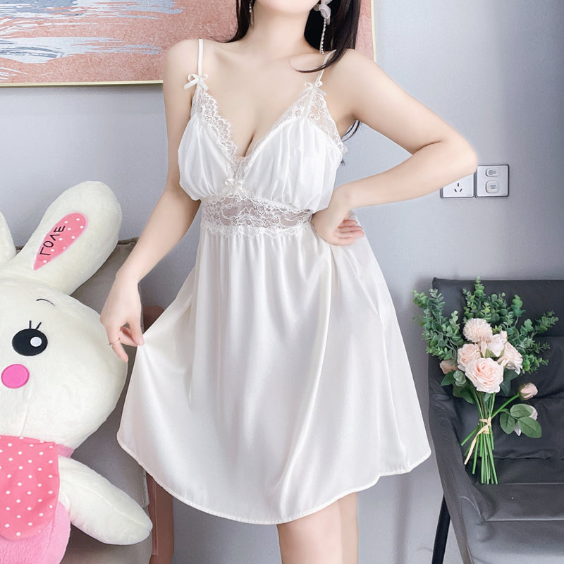 Enchanting Plus - Size 3XL Ivory Satin and Lace Nightdress for Curvy Fat MM