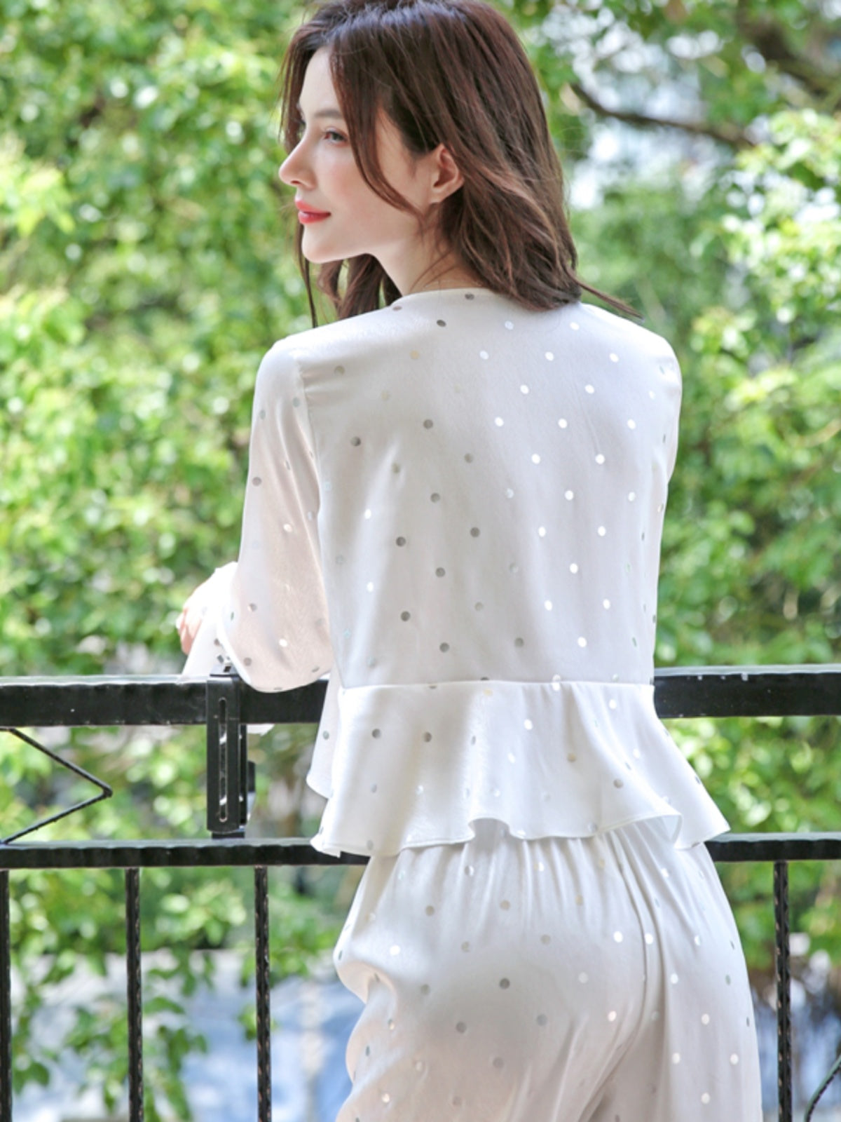 Pajamas for women spring and summer ice silk thin long-sleeved trousers two-piece set spring and autumn new temperament can be worn outside home clothes