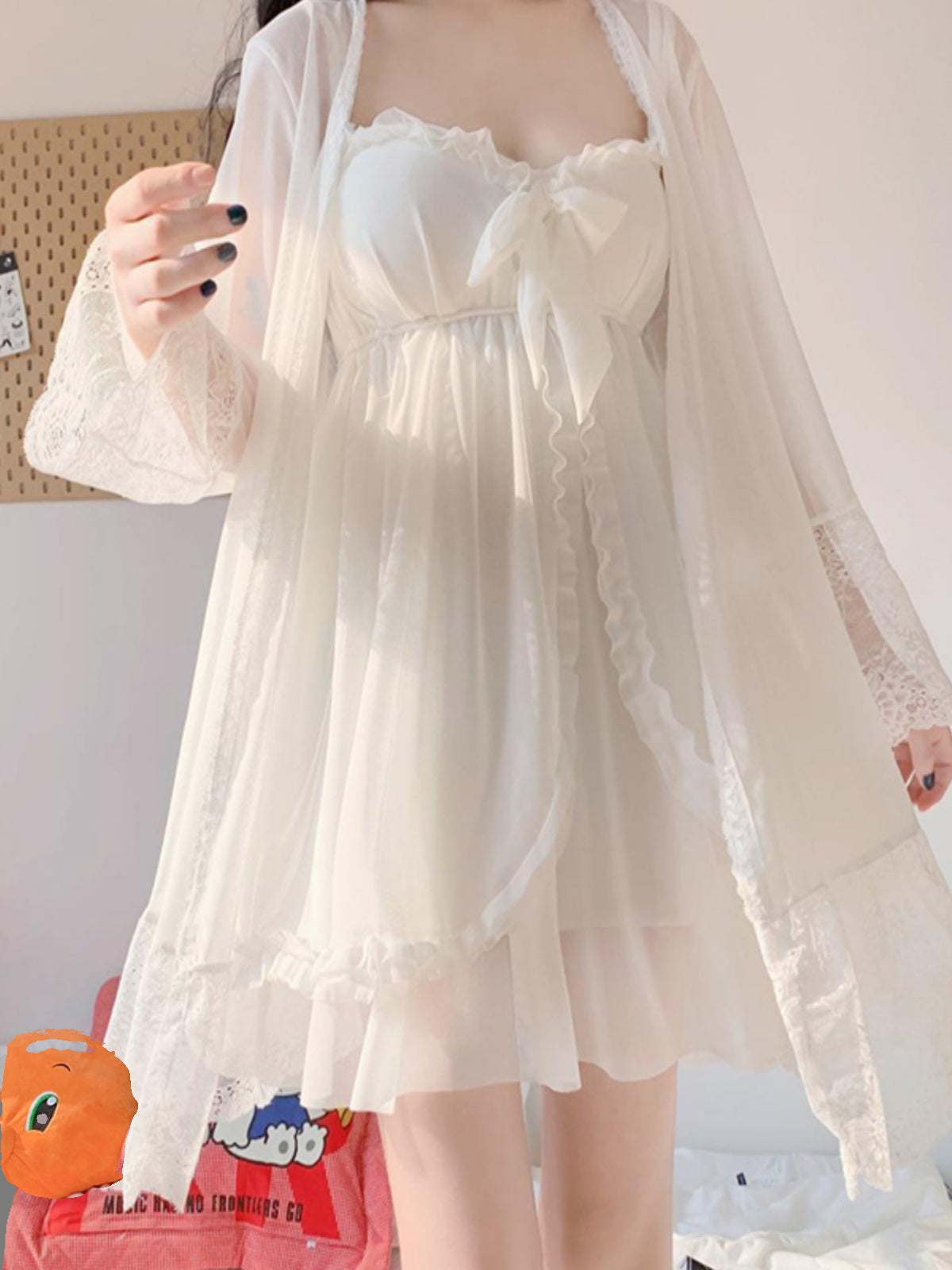 Summer new style princess style sweet suspender nightgown sexy pure lust mesh lace pajamas women's home clothes spring and autumn models