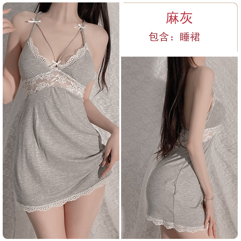 Sexy pajamas for women new summer with chest pad modal cotton suspenders nightdress hip skirt spring and autumn