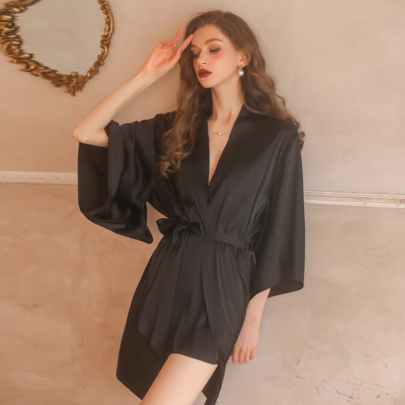 Sexy pajamas for women summer new style with breast pads gathered pure lust sweet lace hollow ice silk solid color suspender nightgown