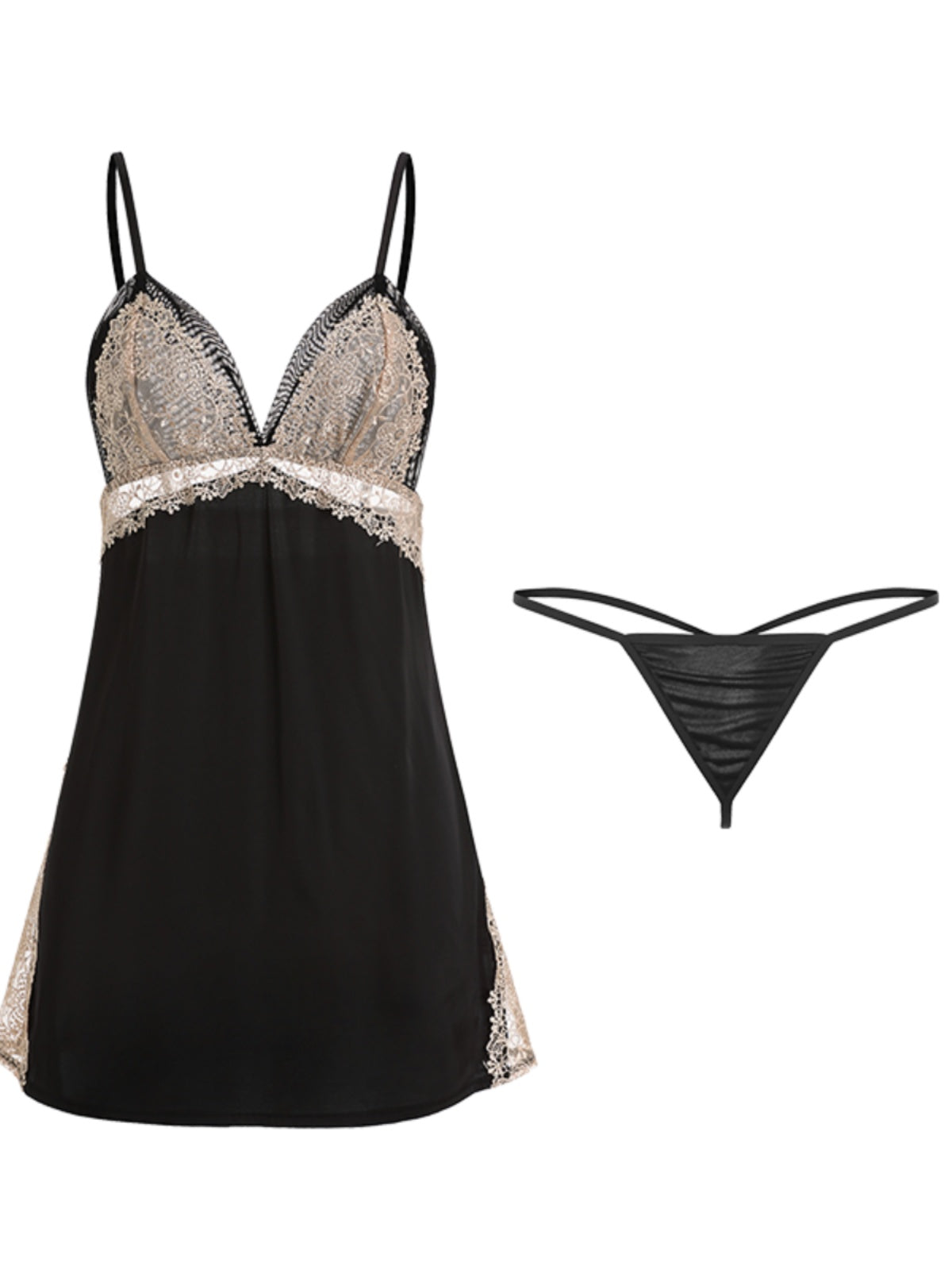 French sexy pajamas for women summer ice silk pure desire backless lace suspender nightgown home wear spring and autumn new style