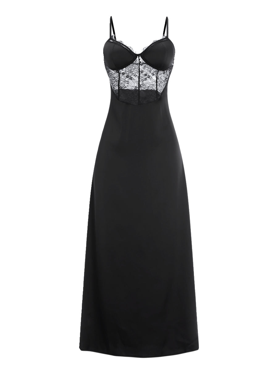 Sexy and charming black suspender pajamas dress for newlyweds ladies