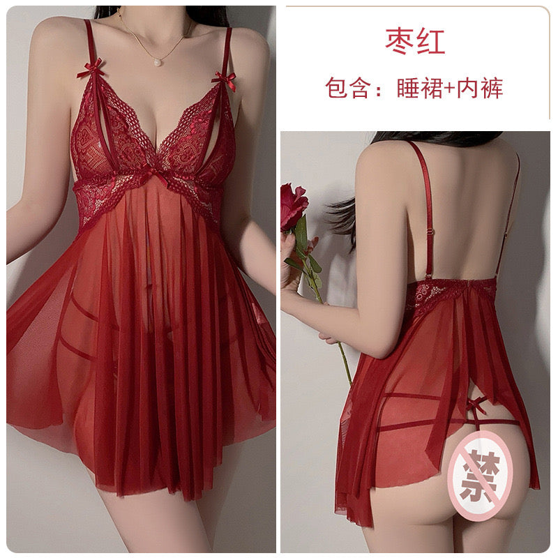 Sexy sexy pajamas for women, pure desire, hollow temptation, mesh, sexy lingerie, suspender nightgown, women's home wear set