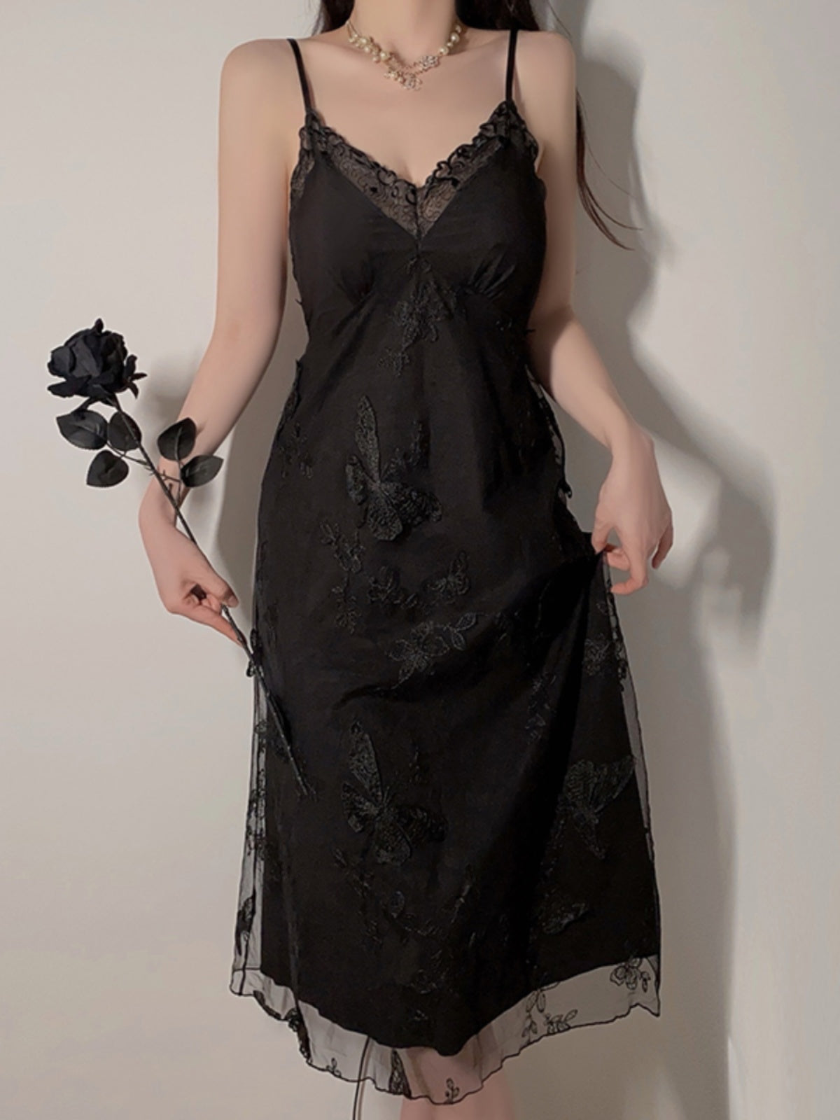 Sexy pajamas for women pure desire mesh temptation with chest pads gathered long suspender nightdress outer robe home clothes spring and summer
