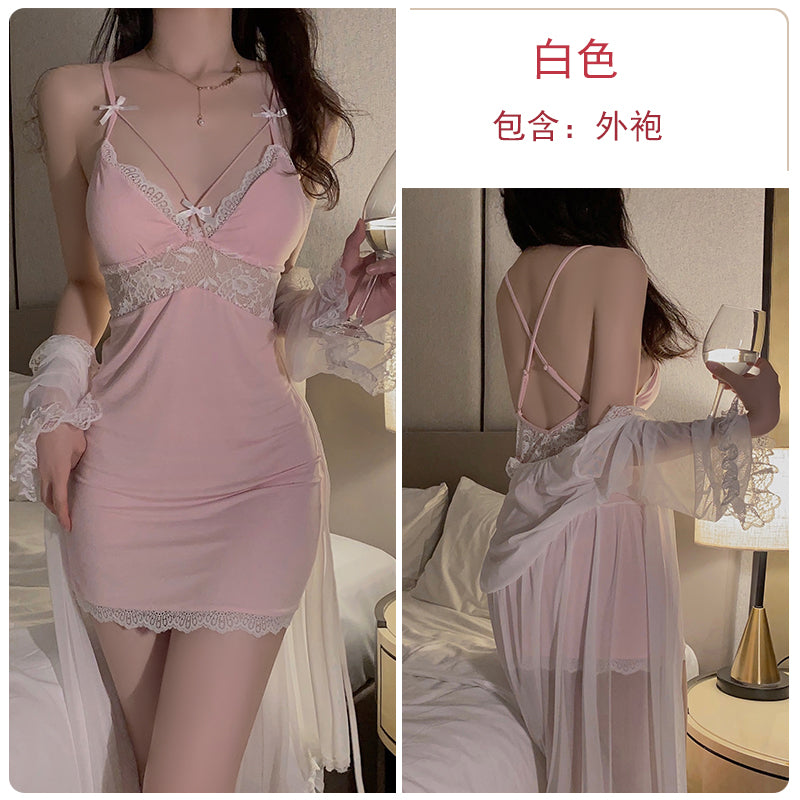 Sexy pajamas for women new summer with chest pad modal cotton suspenders nightdress hip skirt spring and autumn