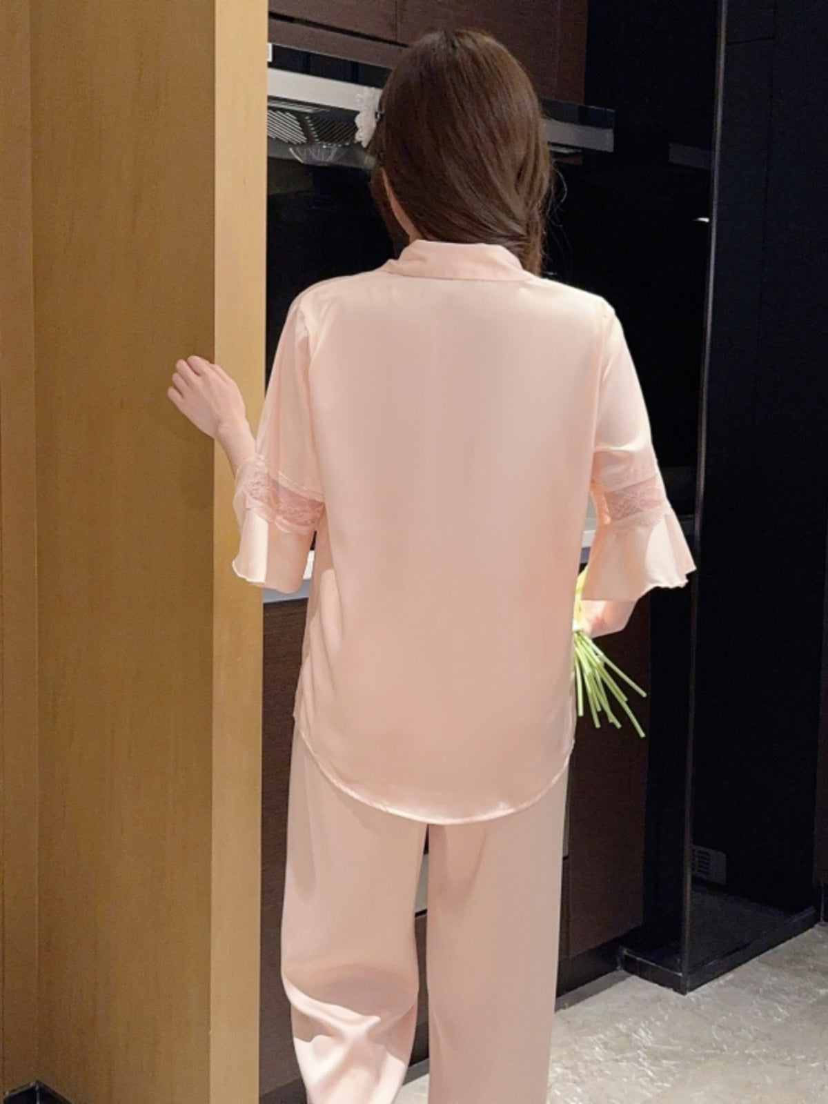 Sweet Elegance! Butterfly - Embellished Satin Pajama Set
