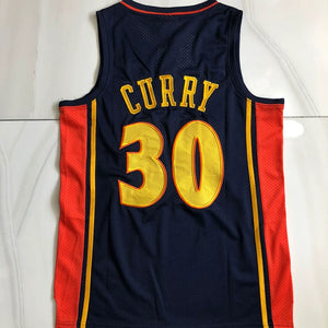 Fully embroidered Golden State No. 30 Curry jersey retro tram yellow AU embroidered basketball uniform men's and women's vests and shorts