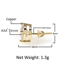 Load image into Gallery viewer, European and American ins classic round large zircon hip-hop earrings silver needle 925 anti-allergic Earrings men&#39;s and women&#39;s earrings
