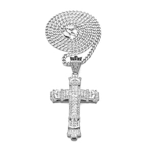 European and American hip-hop alloy diamond retro cross pendant street niche high-end punk personality couple necklace