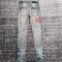 Load image into Gallery viewer, Trendy brand new washed distressed distressed leather casual micro-elastic slim jeans
