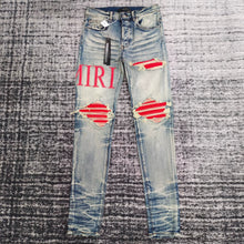 Load image into Gallery viewer, Trendy brand new washed distressed distressed leather casual micro-elastic slim jeans
