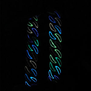 20mm wide colorful luminous zircon Cuban chain fashion European and American personality trend unisex cool hip-hop necklace