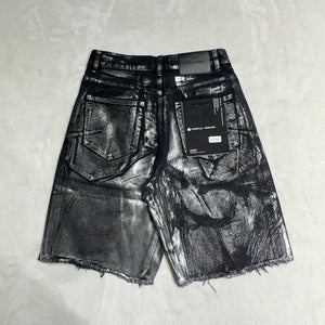 European and American fashion brand Purple brand men's new anti-aging and damaged painted casual denim shorts