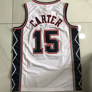 Full embroidery Nets No. 15 Carter jersey No. 5 Kidd classic white retro dense embroidery basketball vest trend