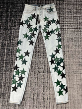 Load image into Gallery viewer, Trendy brand am new washed distressed five-pointed star jeans with slight stretch and slim fit
