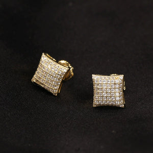 s925 silver square earrings for men hip hop ins retro simple zircon ear clip street fashion versatile women's earrings