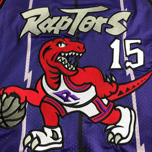 Dense embroidery version of the Raptors No. 15 Carter jersey full gold retro embroidery basketball uniform men and women sports vest trend