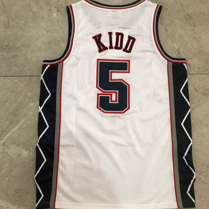 Full embroidery Nets No. 15 Carter jersey No. 5 Kidd classic white retro dense embroidery basketball vest trend