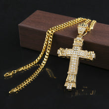 Load image into Gallery viewer, European and American hip-hop alloy diamond retro cross pendant street niche high-end punk personality couple necklace
