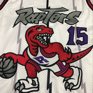 Dense embroidery version of the Raptors No. 15 Carter jersey full gold retro embroidery basketball uniform men and women sports vest trend